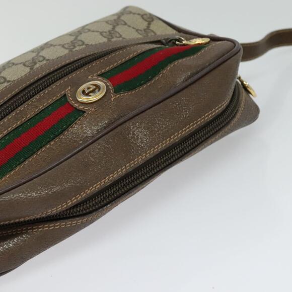 GUCCI GG Supreme Web Sherry Line Bag Pvc Beige Gold 001 115 001 115 - Picture 6 of 16